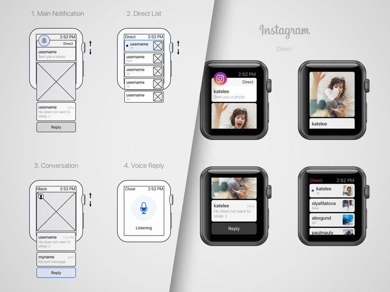 Instagram Direct - Apple Watch Concept