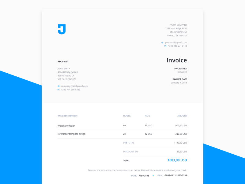 Invoice Template Sketch freebie Download free resource for Sketch