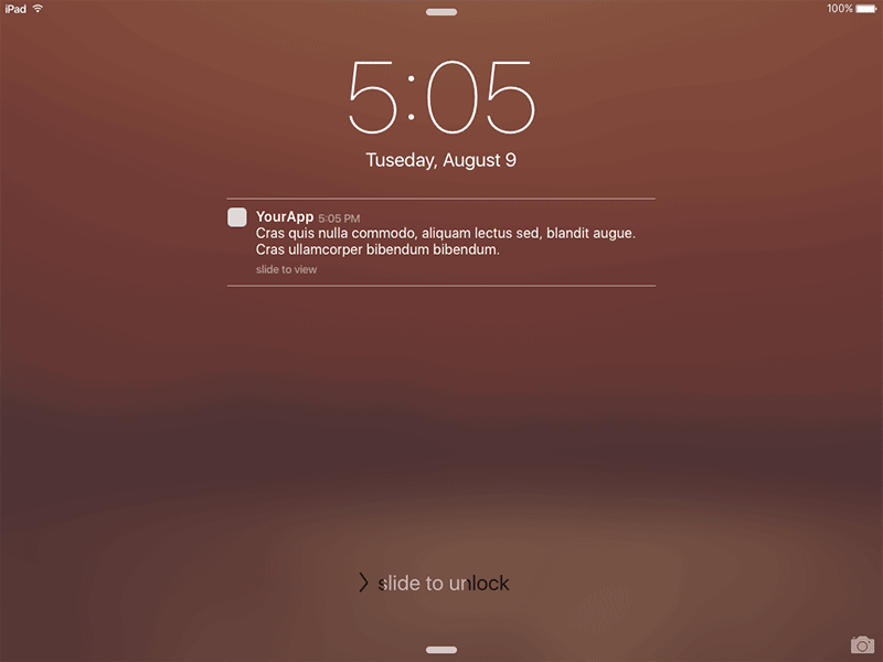 iPad Lock Screen with Notification