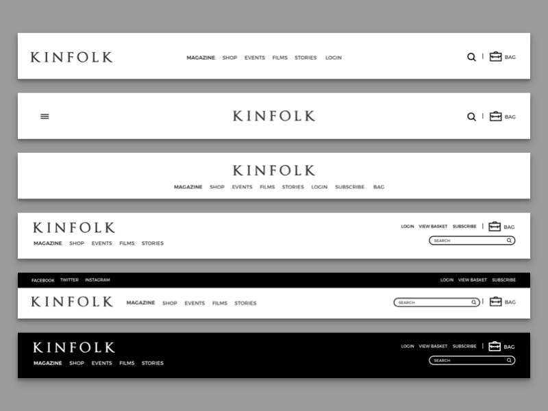 Kinfolk Magazine Header Variations