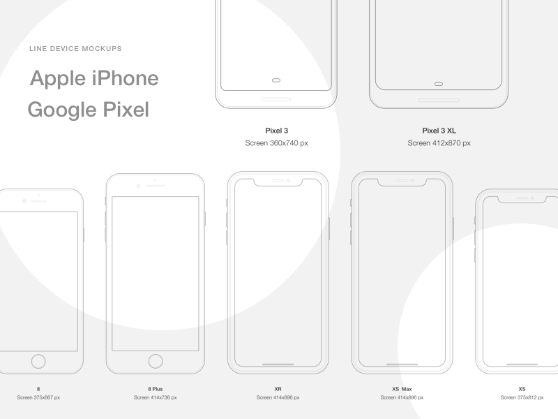Line Mockups for iPhone and Google Pixel