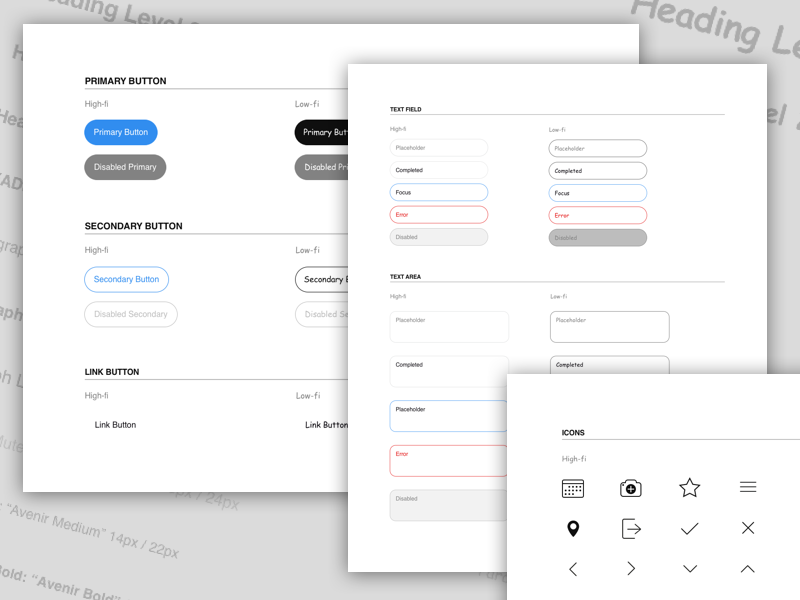 Basic low-fi and high-fi wireframe