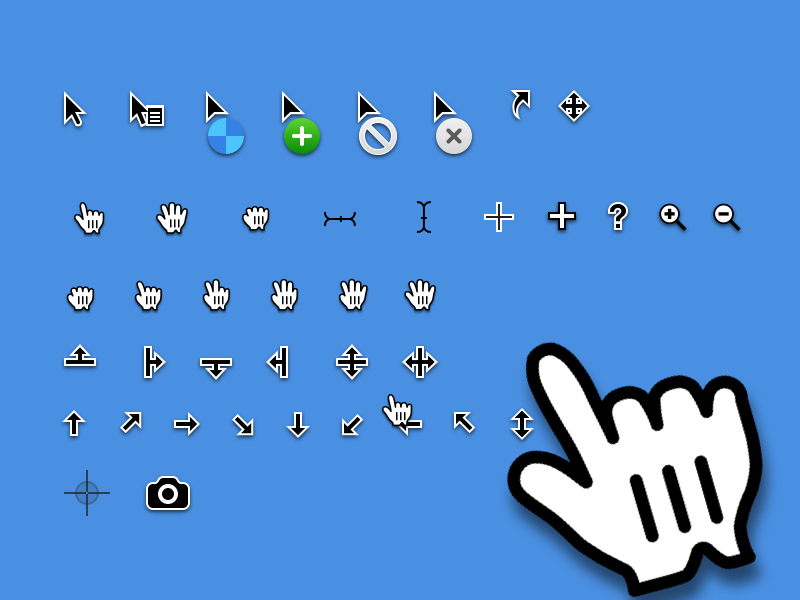 Hand cursor icons for wireframes and mocks sketch freebie.