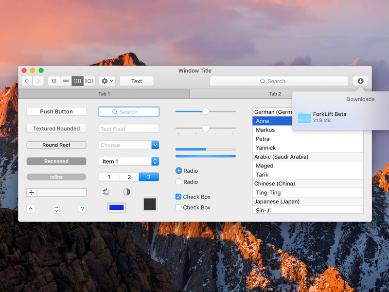 Mini macOS Sierra UI Kit