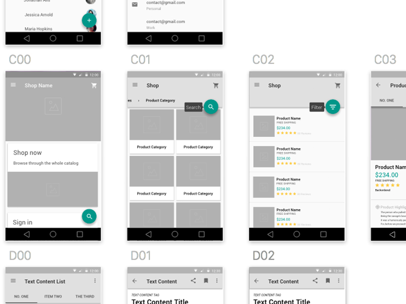 Material Design Wireframe Kit