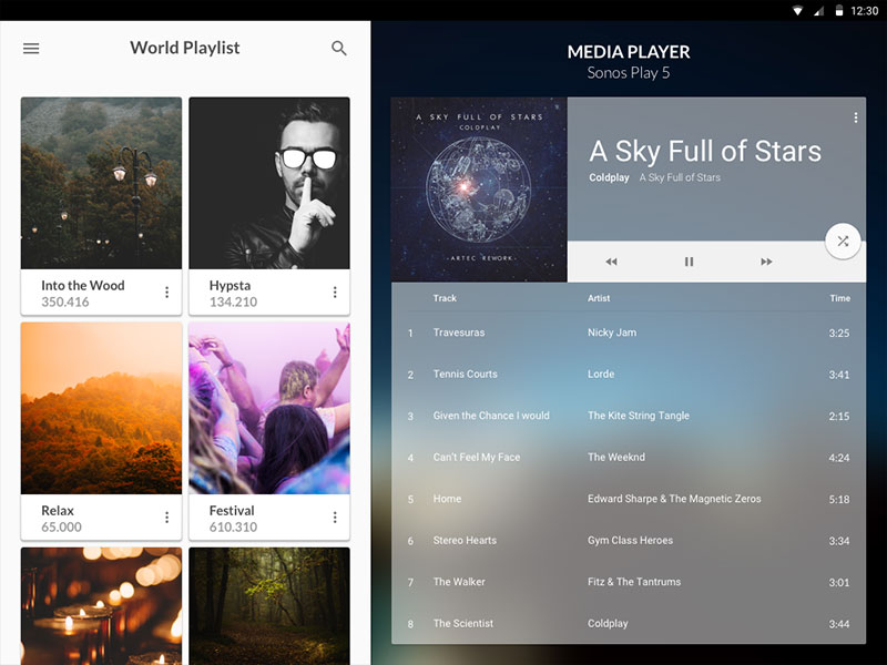 Material Media Player UI