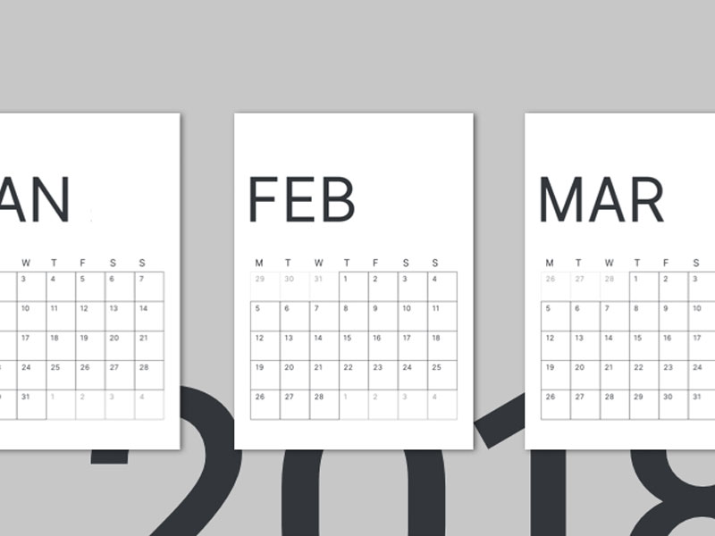 2018 Minimal Calendar
