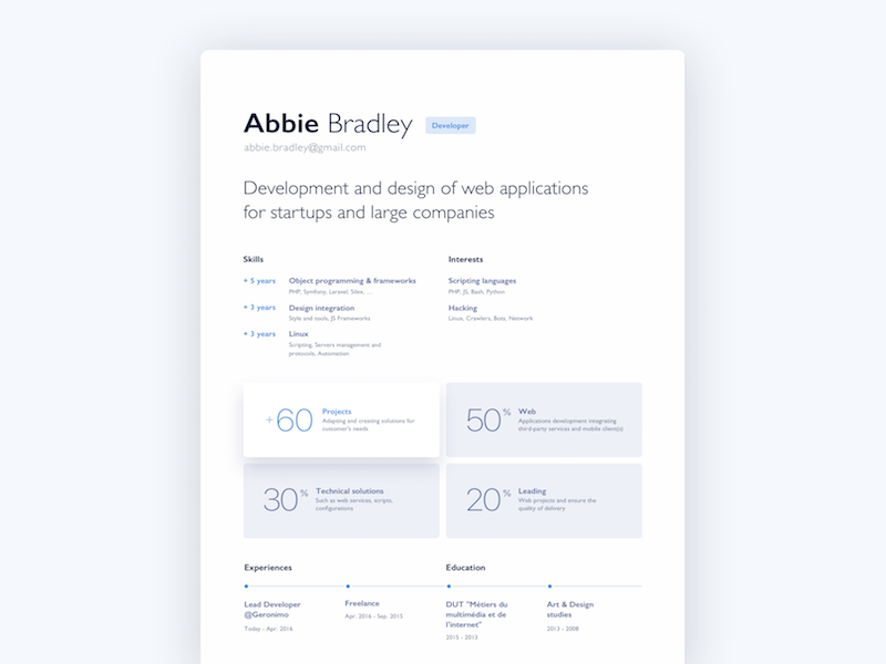 Minimal Resume Template Search By Muzli