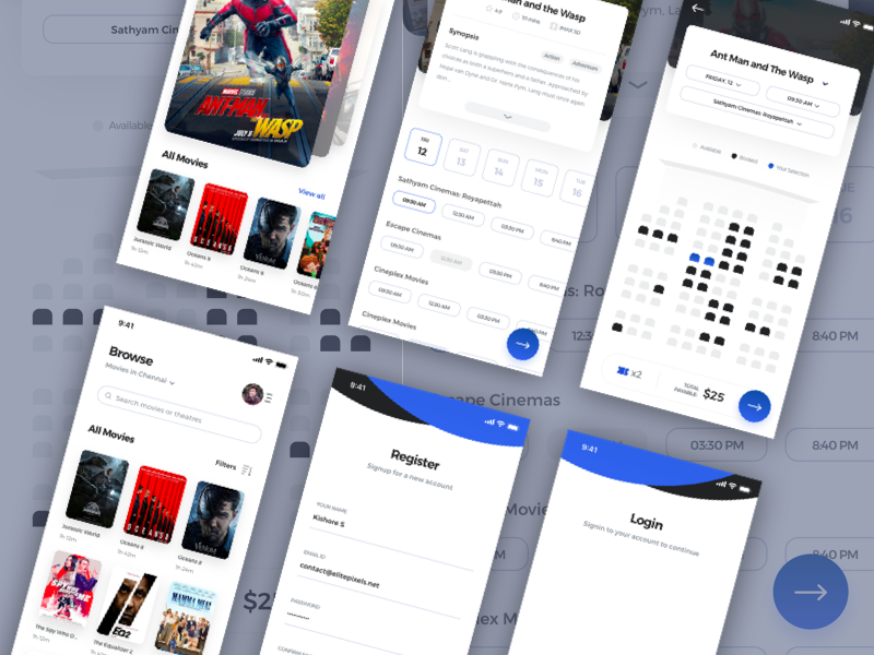 Movie Ticket Booking App Sketch Freebie Download Free Resource For Sketch Sketch App Sources
