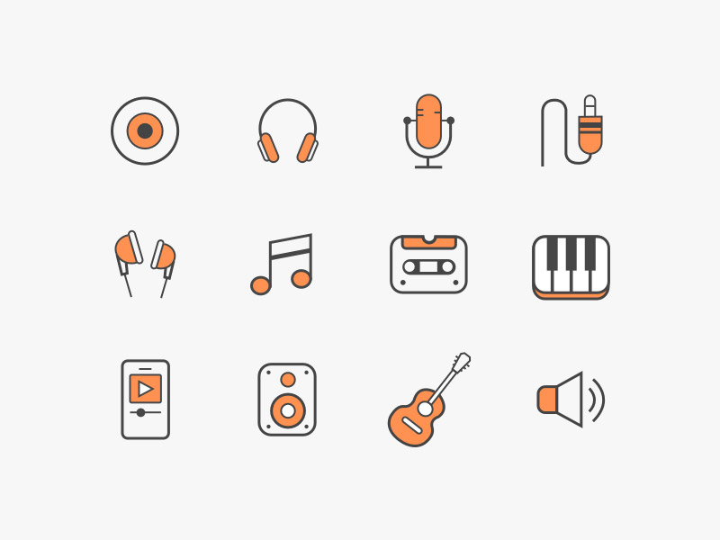 12 Colorful Music Icons Sketch freebie - Download free resource for
