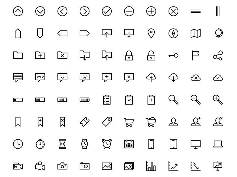 Icons-black outline icon catalog