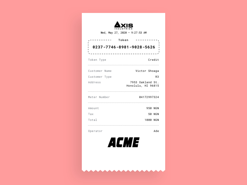 Payment Receipt Printout Template for Thermal Printer Sketch freebie