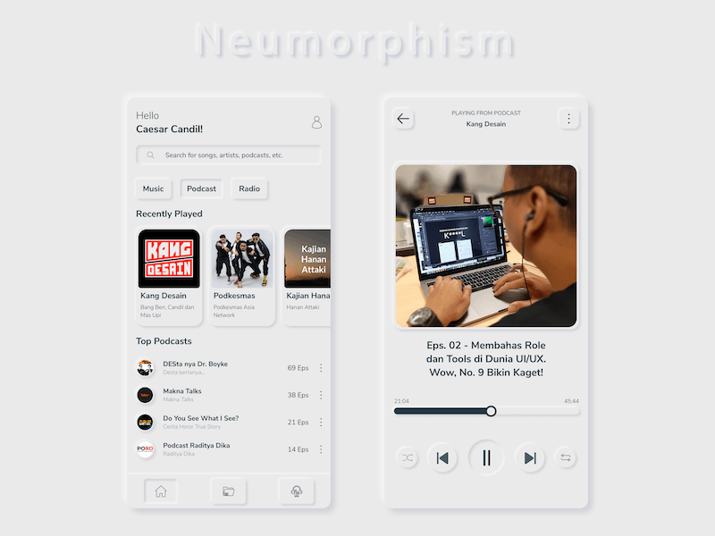 Neumorphism Podcast App