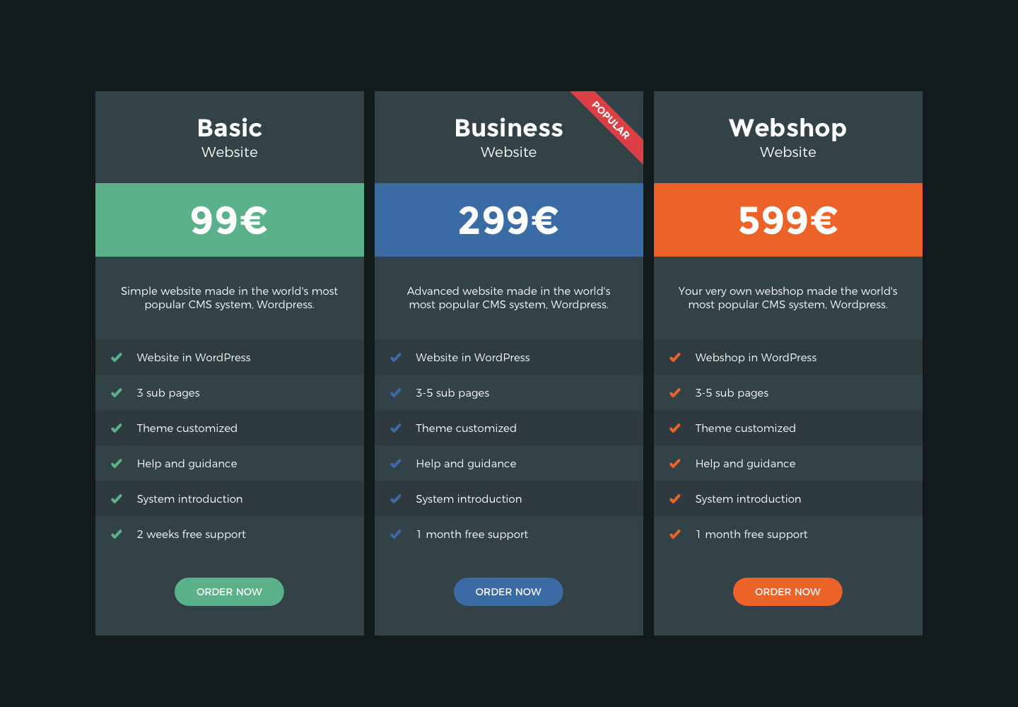Pricing page example #473: Price Web Table