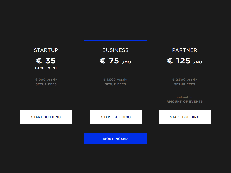 Pricing page example #19: Pricing Table