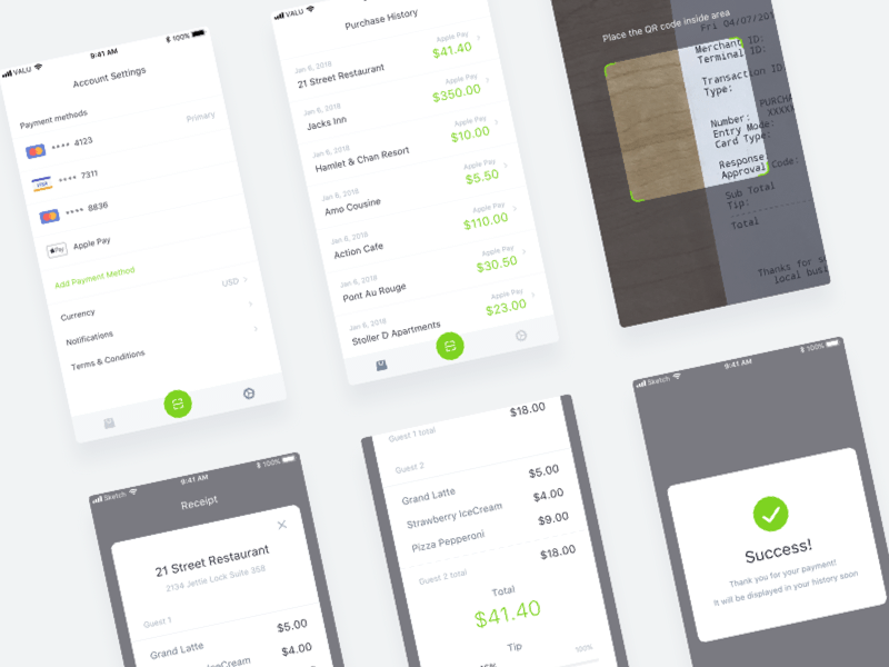 Qr Code Or Receipt Reader And Purchase App Sketch Freebie