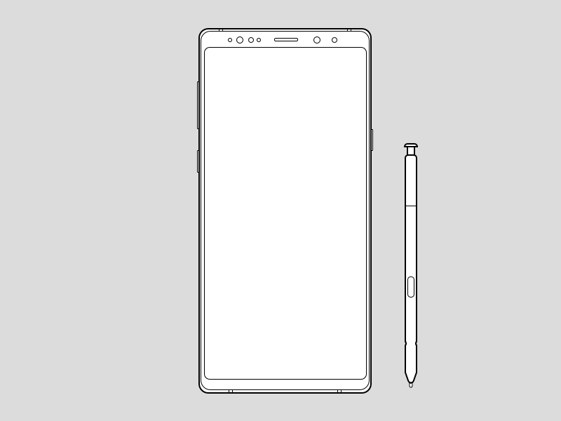 Wireframes idea #202: Samsung Galaxy Note9 Wireframe