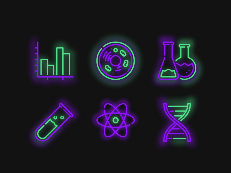 6 Neon Science Icons
