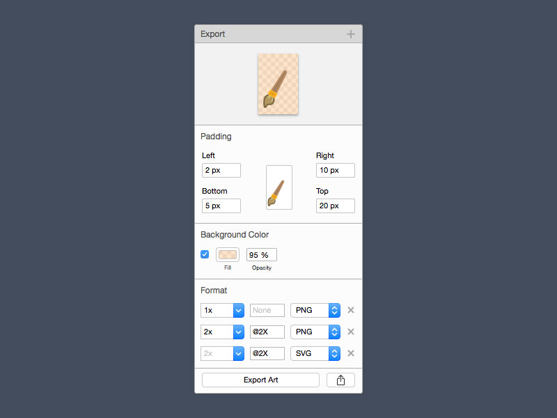 Export Settings UI