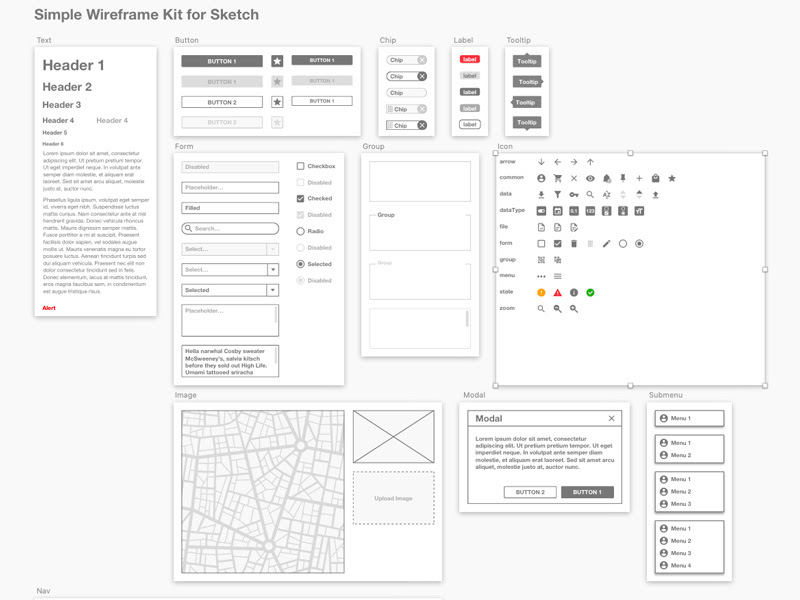 Simple Wireframe Kit Sketch freebie - Download free resource for Sketch