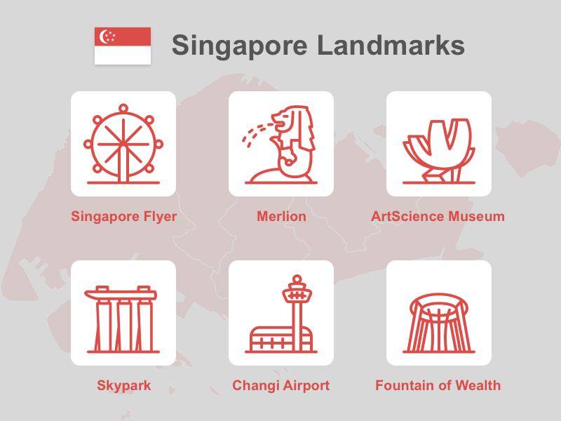 Singapore Landmark Icons
