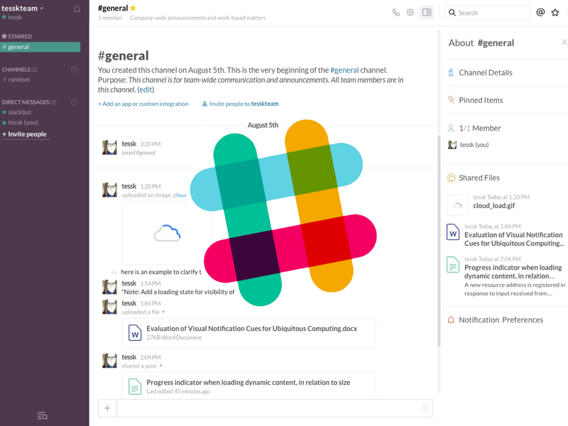 Slack UI - Channels and Modal