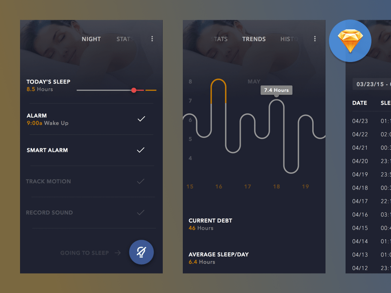 Sleepbot iOS UI