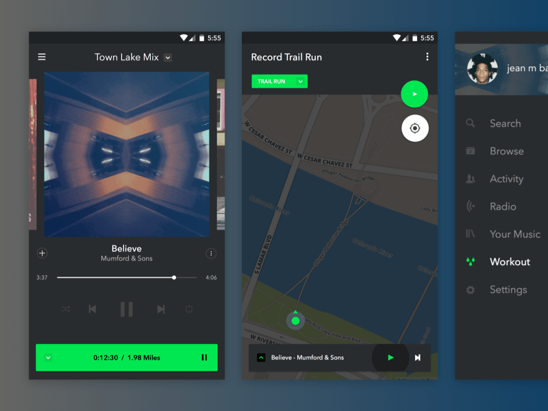 Spotify + Fitness App Concept