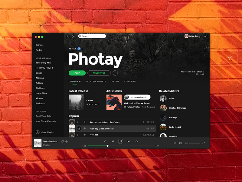 Spotify Mac App UI