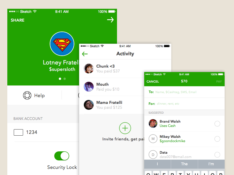 Square Cash App UI Kit Sketch freebie - Download free ...