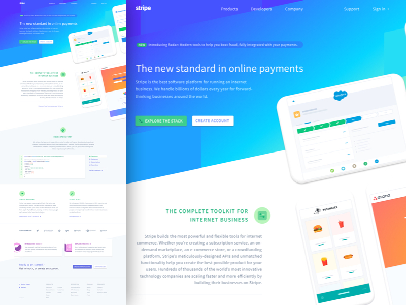 Stripe Website Homepage