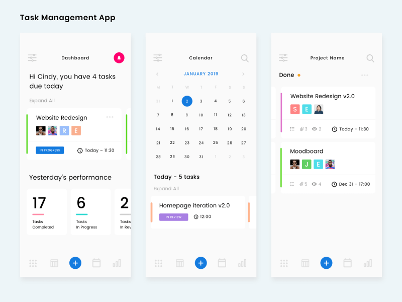 Task Management Screens