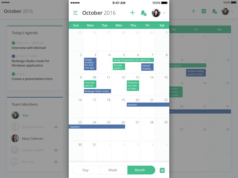 Desktop-Kalender großer Unternehmensmanager