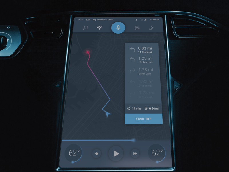 Dashboard inspiration example #331: Tesla Dashboard Concept