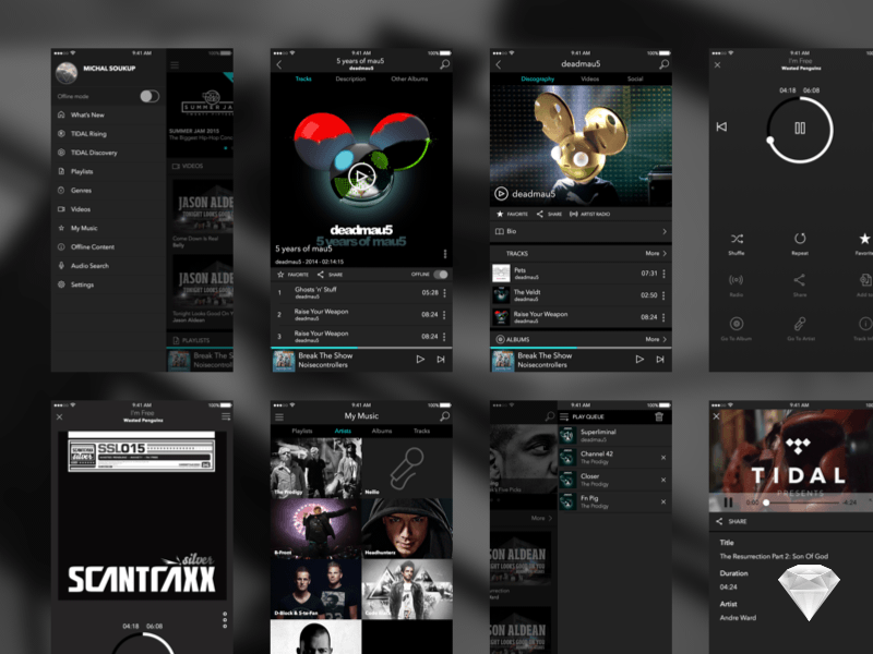 Tidal Music App UI Sketch freebie - Download free resource ...