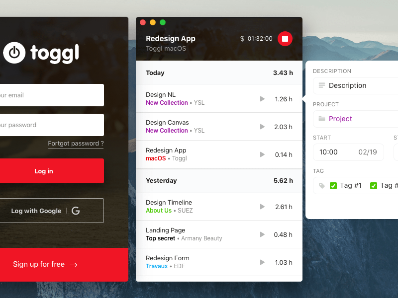 Toggl macOS Redesign