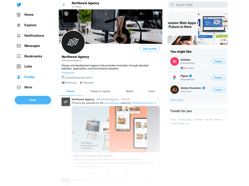 Twitter Desktop Mockup 2020