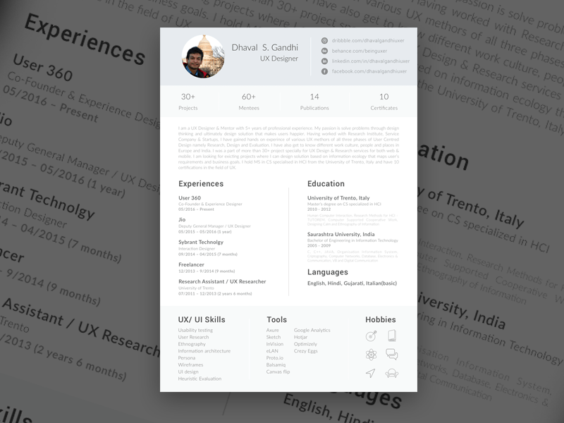 Single Page Resume Sketch Freebie Download Free Resource For Sketch Sketch App Sources