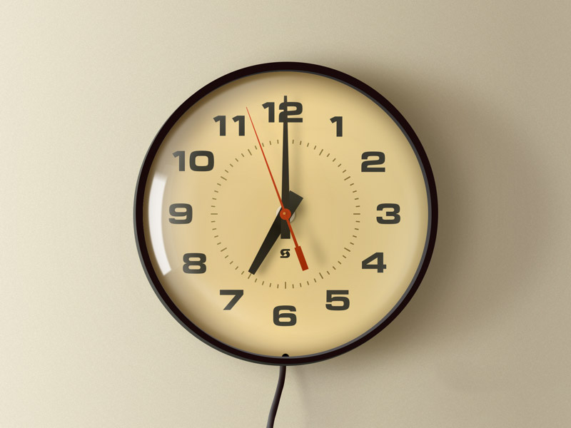 Realistic Vintage School Wall Clock