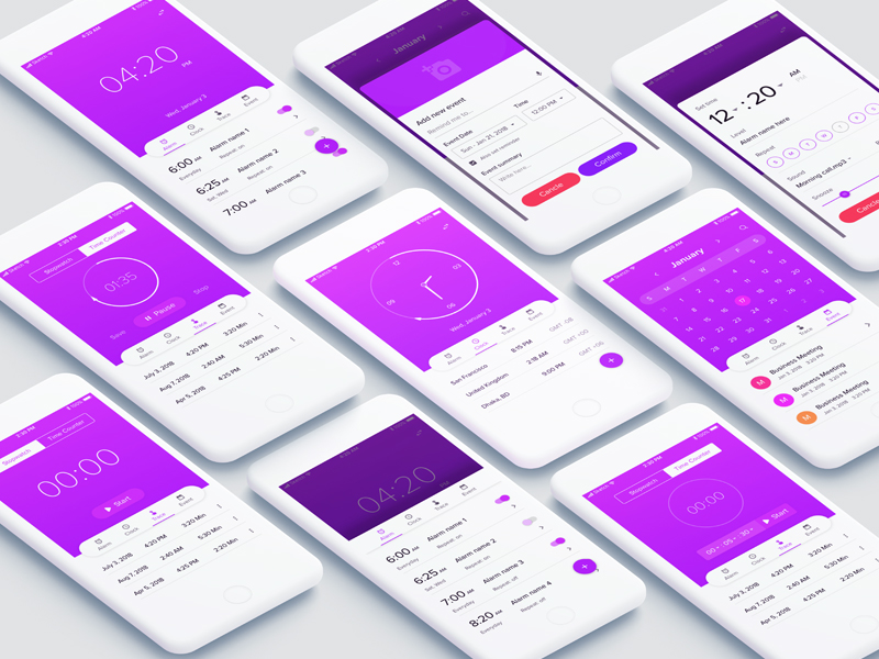 iOS Clock App Sketch freebie - Download free resource for Sketch - Sketch App Sources