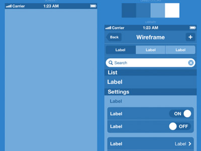 Wireframes idea #314: Wireframe iPhone Blue Print