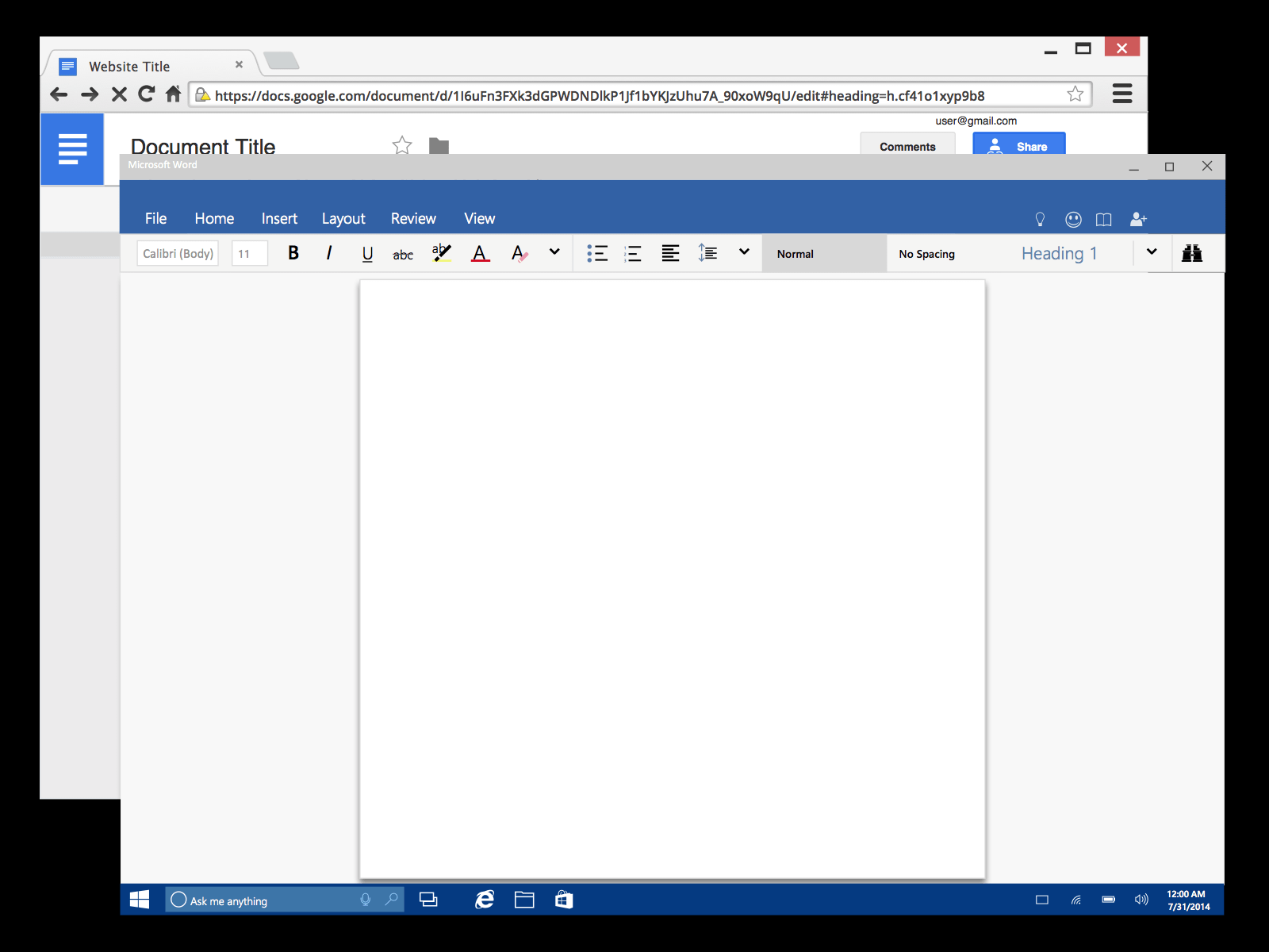 Google Docs and Microsoft Word Frames