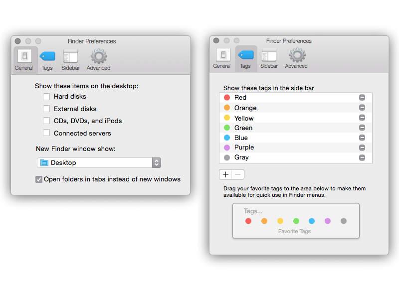 Yosemite Finder Preferences Window