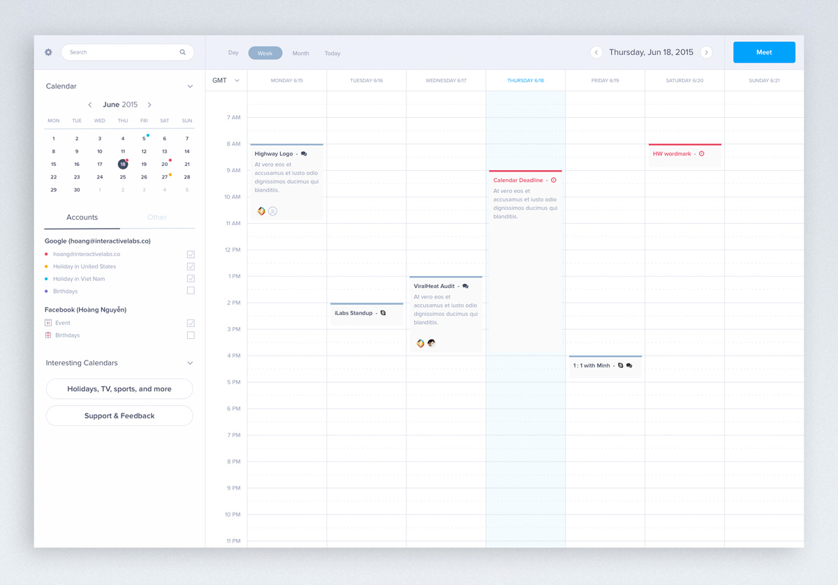 Desktop Calendar App UI
