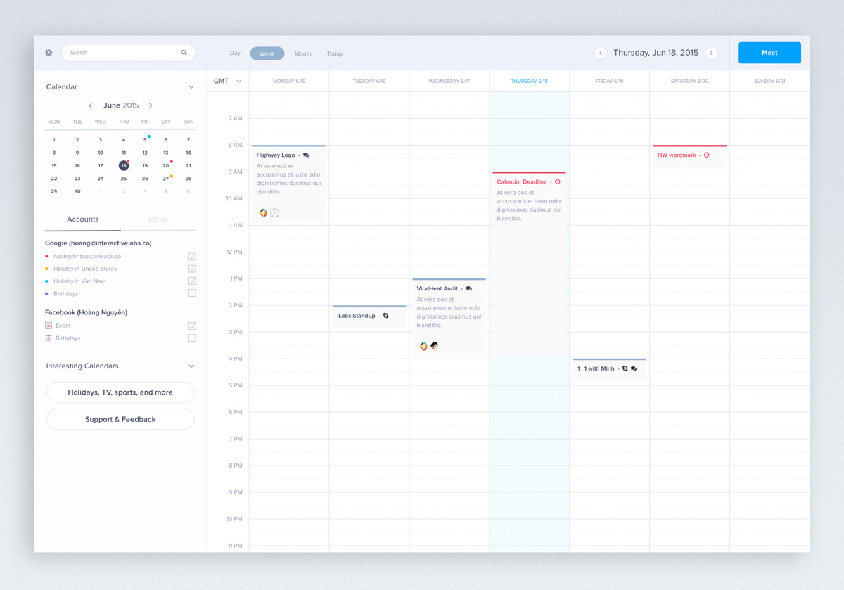 Desktop Calendar App UI