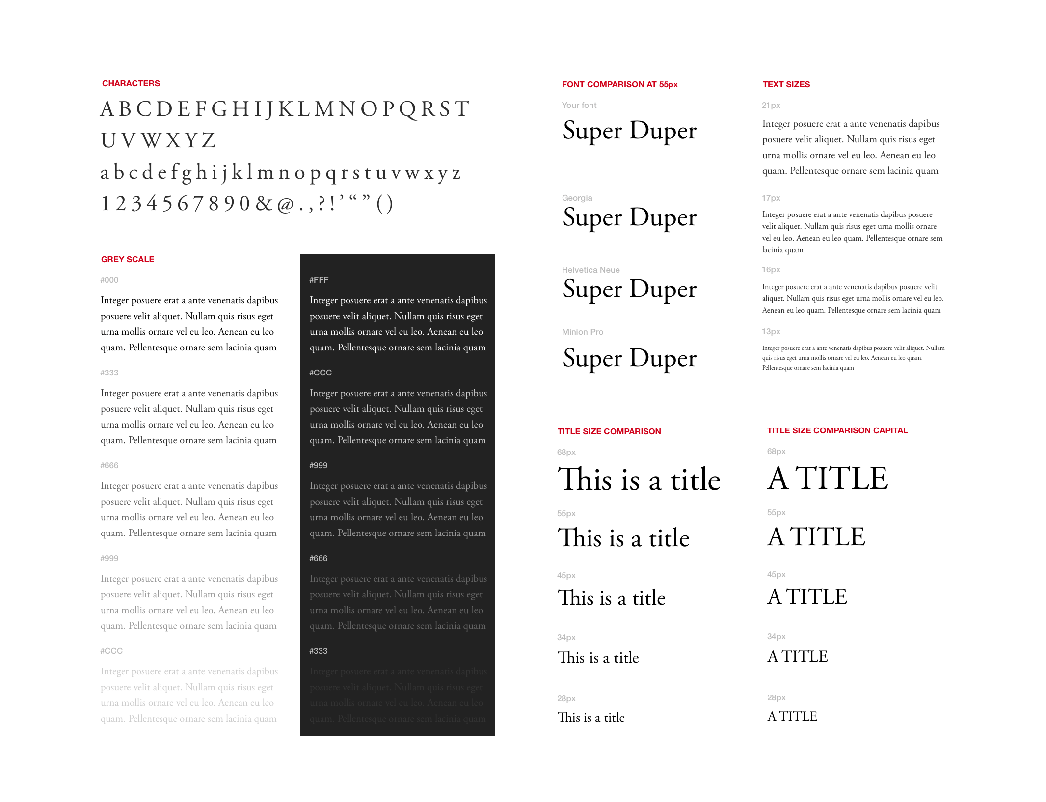 Font Specimen for Sketch