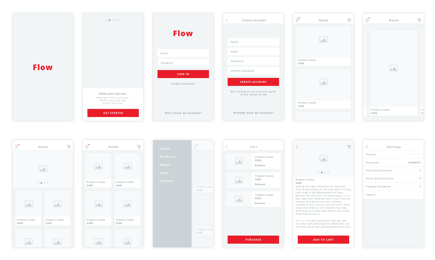 Flow - iOS Wireframe Kit