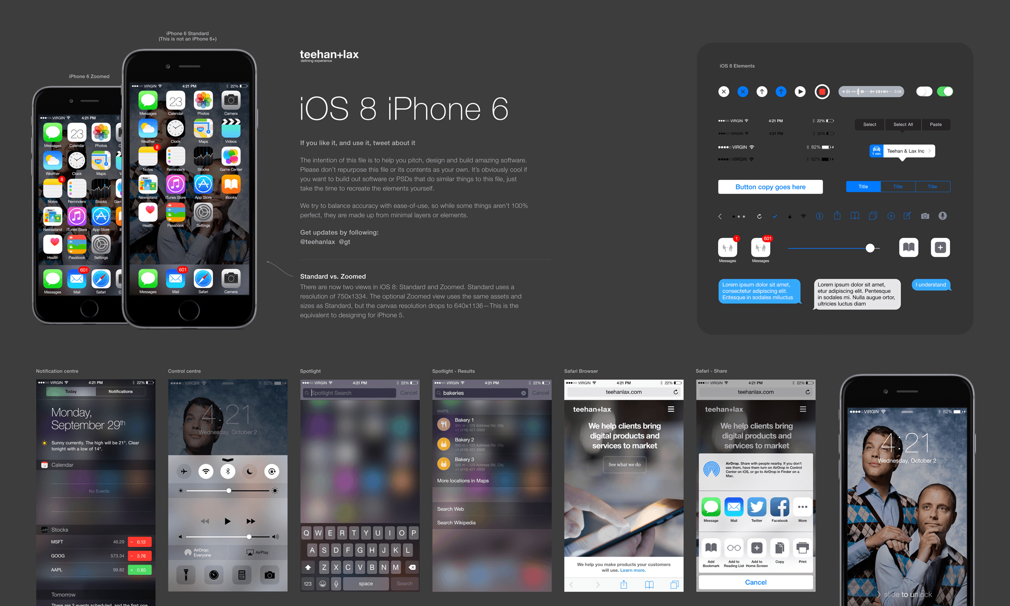 Complete iOS 8 GUI Elements for Sketch (iPhone 6)