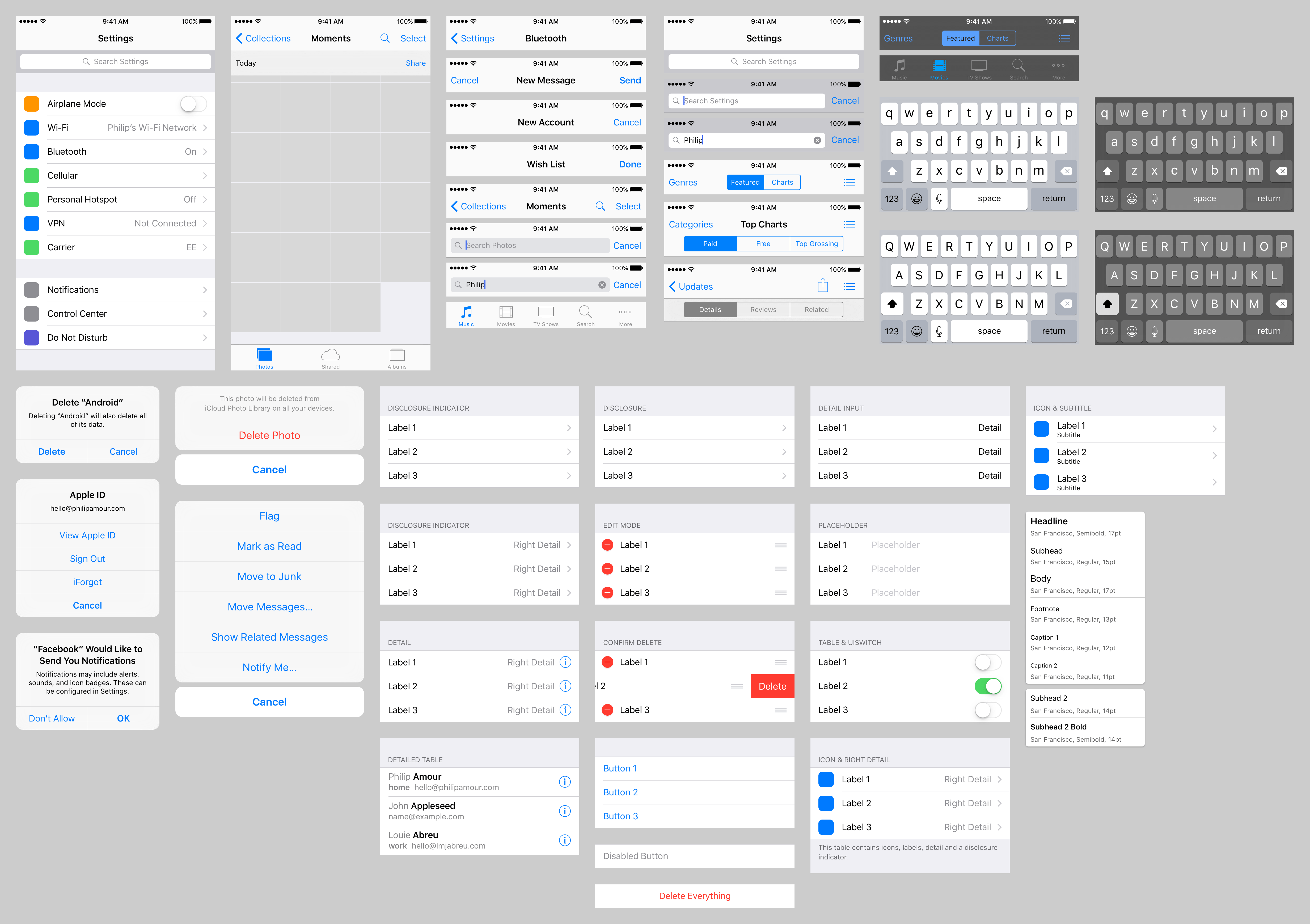 iOS 11 UI kit for iPhone X - Freebiesbug