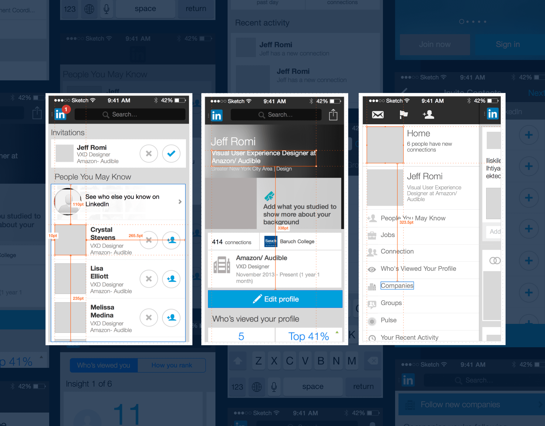 LinkedIn GUI for Sketch - iOS LinkedIn App Templates Sketch Resource ...